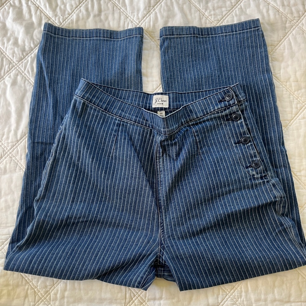 J Crew Wideleg Pinstripe Jeans